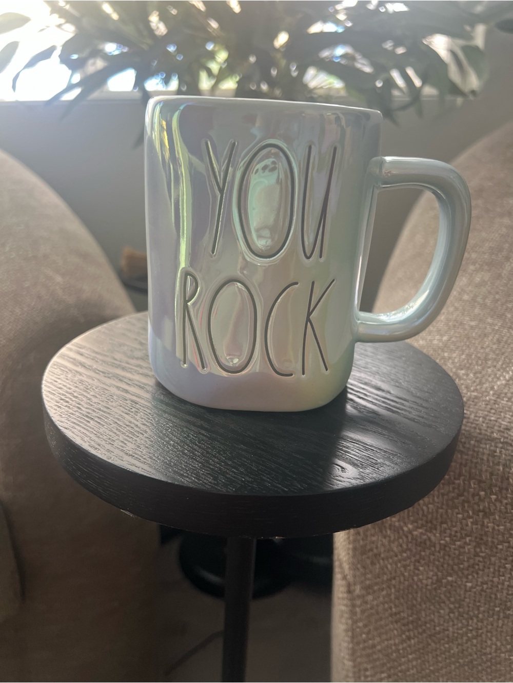 Rae Dunn Iridescent Cream You Rock Ceramic Mug